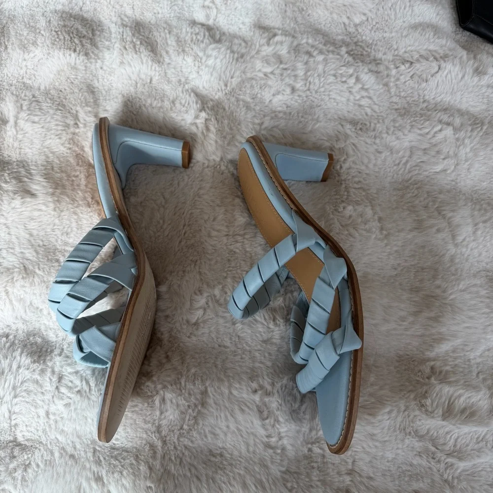 Shekudo Gordons Bay Leather Heeled Sandals in Baby Blue - Picture 3 of 5